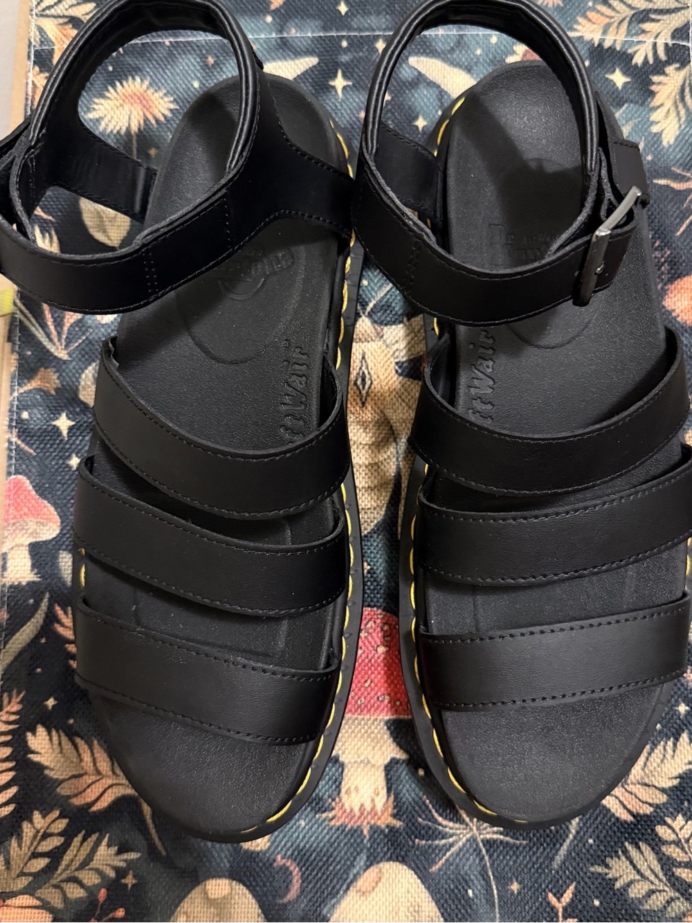 Dr. Martens Blaire Sandals with Yellow Stitching